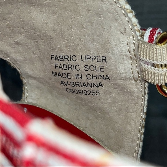 Adrienne Vittadini sz 7.5 Brianna red striped wedge Espadrilles - Picture 9 of 12
